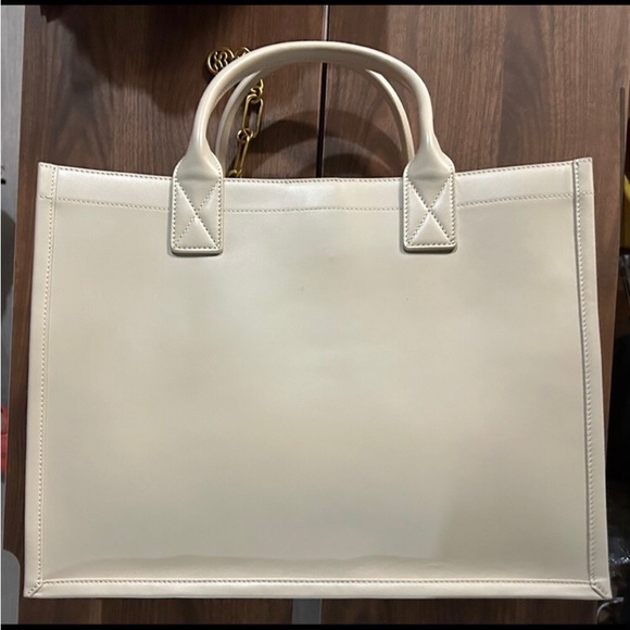 SANDRO Light Cream Chain Embellished Women’s Leather Tote Bag - Picture 2 of 6